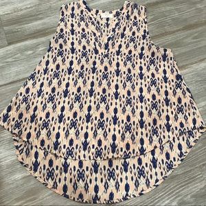 Sienna Sky pink and blue pattern tank top blouse